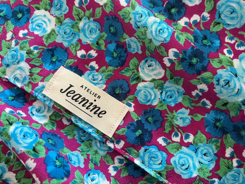 Bandana à fleurs mauve et bleu